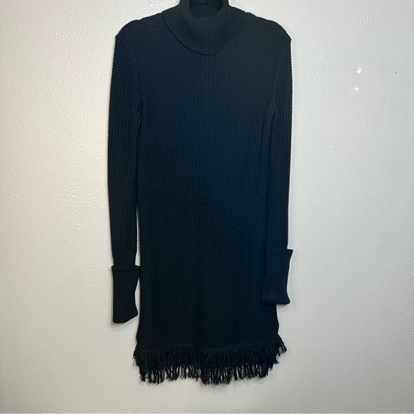 Who What Wear Black Sweater Dress Medium Fringe Long Sleeve Whimsygoth festival - Picture 4 of 9